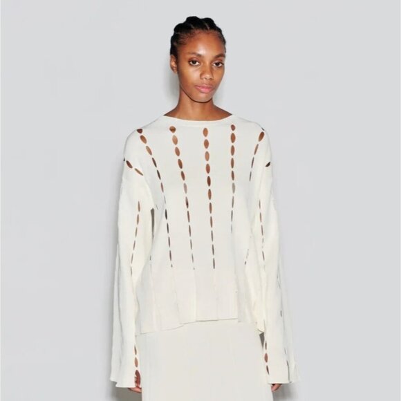 NWOT Rosetta Getty Slash Panel Pullover Sweater Top L Silk Luxury Designer 2024 - Picture 1 of 7